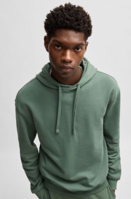 Cotton-terry hoodie with logo print, Green