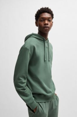 Cotton-terry hoodie with logo print, Green