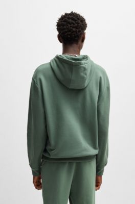 Cotton-terry hoodie with logo print, Green