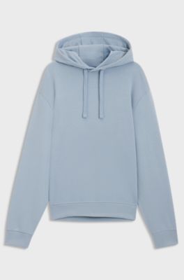 Cotton-terry hoodie with logo print, Light Blue