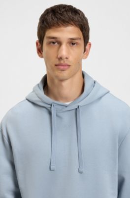 Cotton-terry hoodie with logo print, Light Blue
