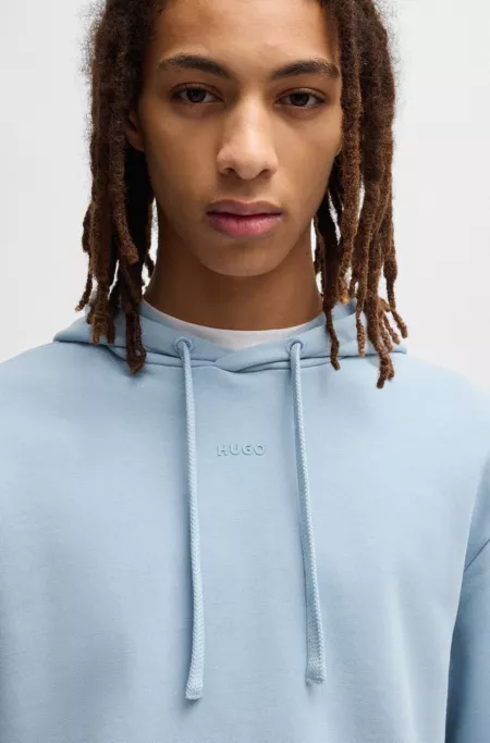Cotton-terry relaxed-fit hoodie with logo print
