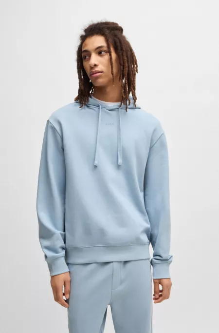 Cotton-terry relaxed-fit hoodie with logo print
