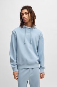 Sweat à capuche Relaxed en molleton de coton avec logo imprimé, bleu clair