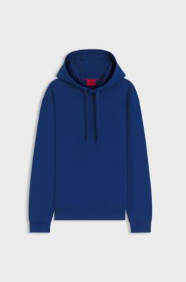 Cotton-terry hoodie with logo print, Blue
