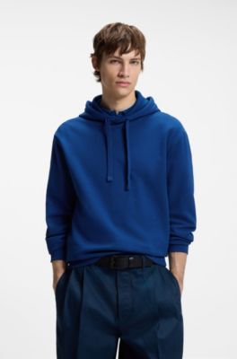 Cotton-terry hoodie with logo print, Blue