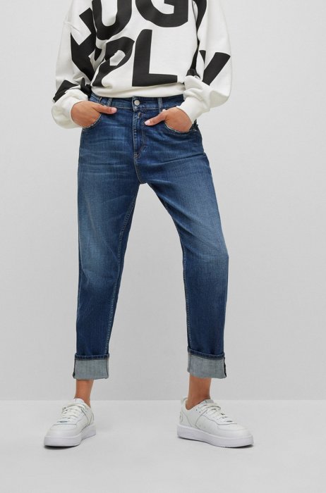 HUGO | REPLAY jeans regular fit in denim elasticizzato blu scuro, Blu scuro