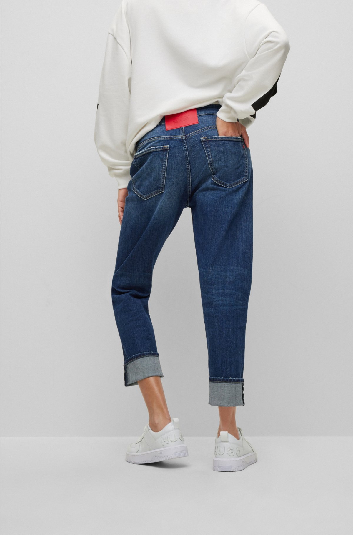 Beoefend Mok Amerika HUGO - HUGO | REPLAY regular-fit jeans in dark-blue stretch denim
