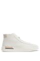 High-top trainers in faux leather with signature stripe, White