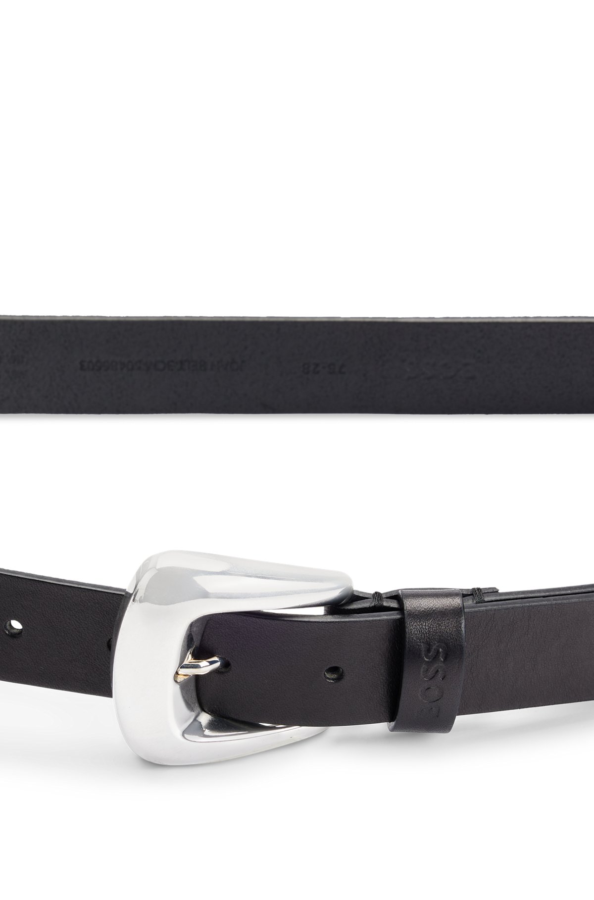 Italian-leather belt with chunky buckle, Black