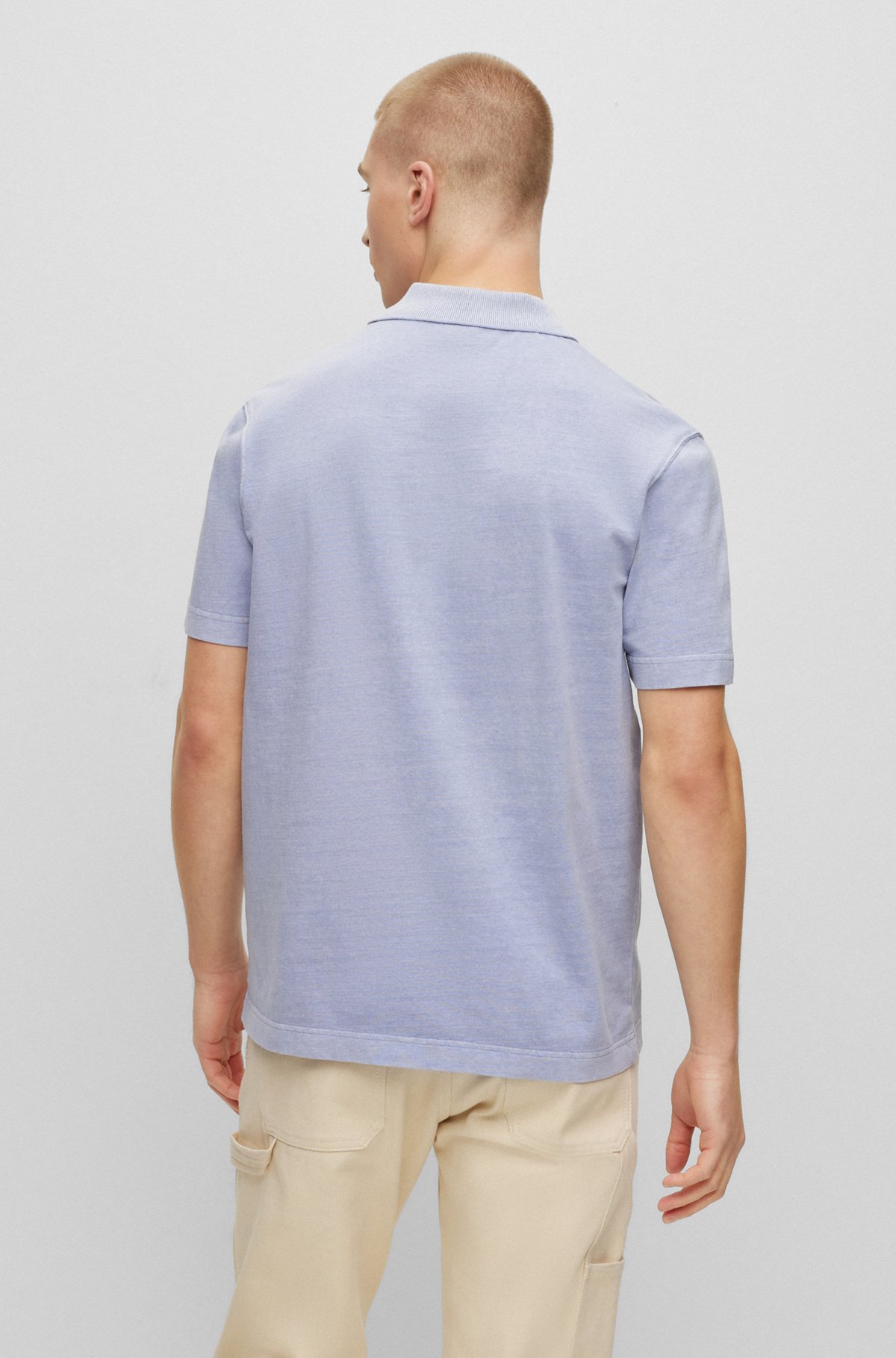 Relaxed-Fit Poloshirt aus Baumwoll-Jersey mit Logo-Stickerei, Flieder
