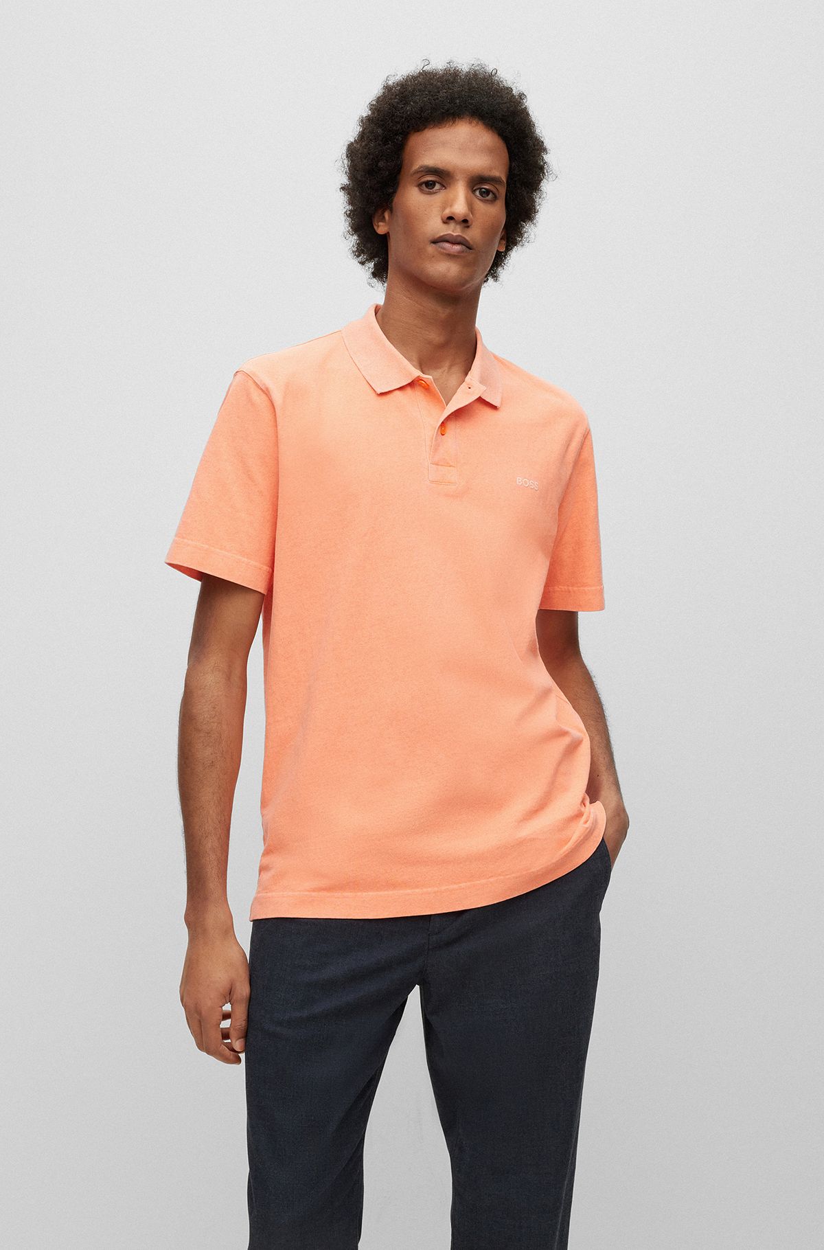 - Cotton-jersey relaxed-fit polo shirt with embroidered logo