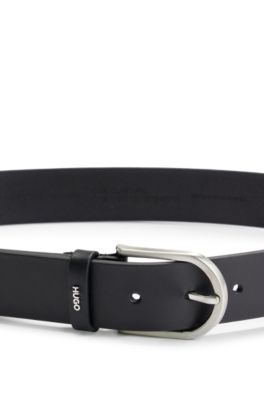 HUGO Pinbuckle belt in leather with goldtone logo