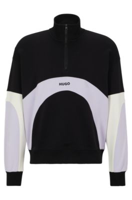 HUGO - コットンインターロック ジップネック スウェットシャツ カラー
