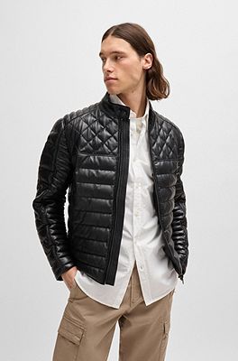 BOSS - Jacke aus Nappaleder mit Stehkragen