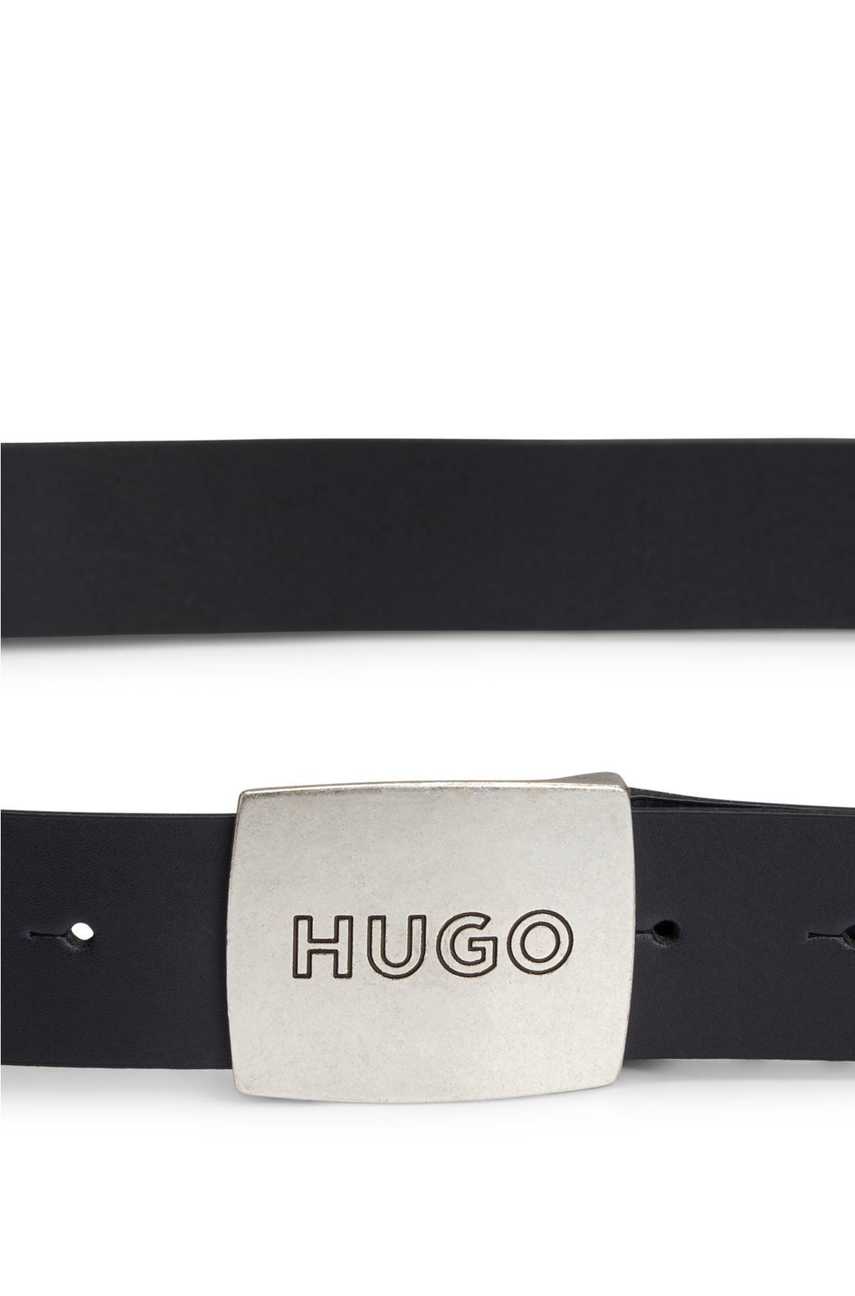 HUGO - Ledergürtel mit Koppelschließe Logo auf der