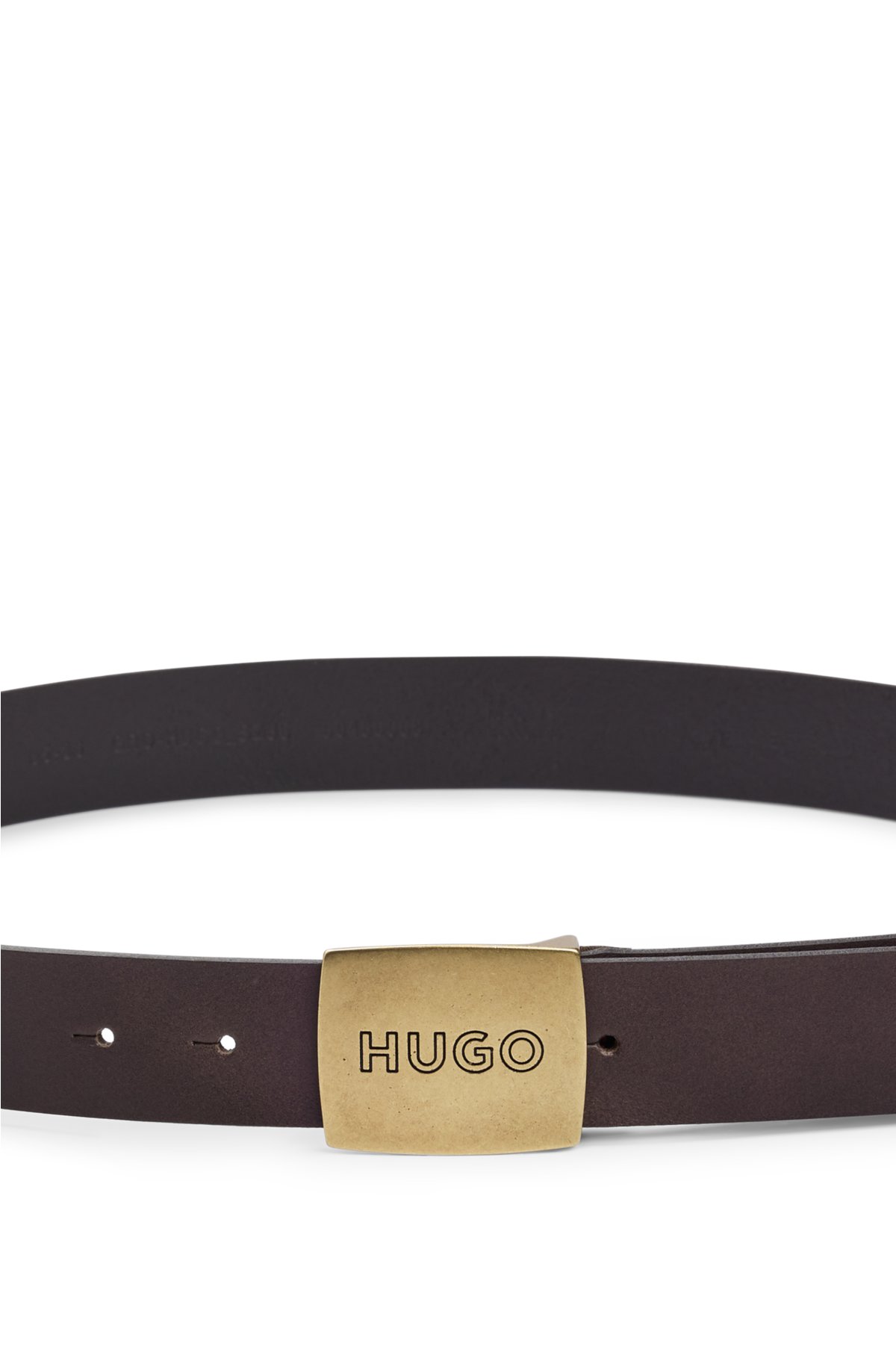 HUGO - Ledergürtel mit Koppelschließe der Logo auf