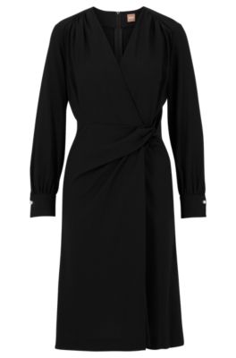 BOSS Woolblend slimfit dress with twist front