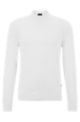 Cotton-jersey sweater with mock neckline, White