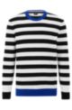 Regular-Fit Pullover aus Bio-Baumwolle mit Querstreifen, Weiß / Schwarz