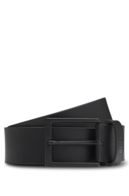 Italian-leather belt with black buckle, Black