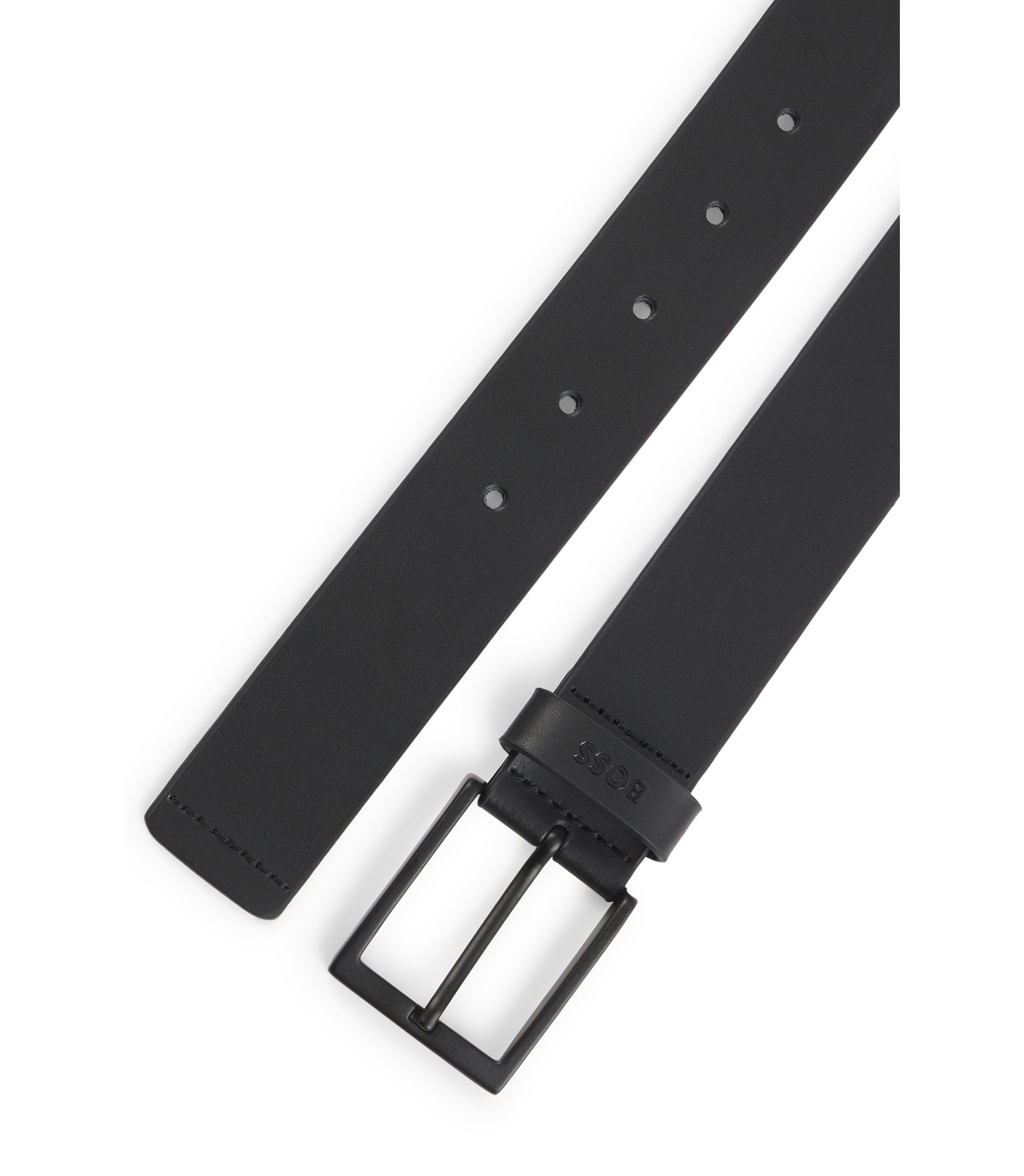 BOSS Men’s Giacom Leather Belt — Black, Cow Leather, Classic Buckle, One Size 4 thumbnail image