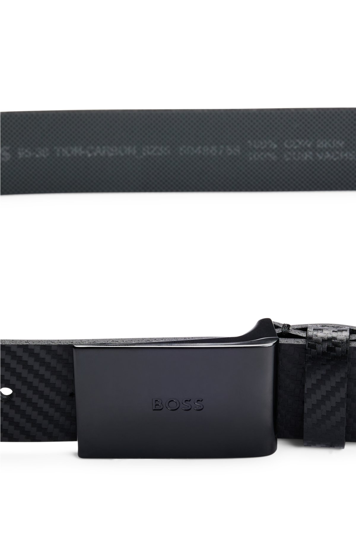 BOSS - Gürtel aus strukturiertem Leder Koppelschließe italienischem mit schwarzer Logo