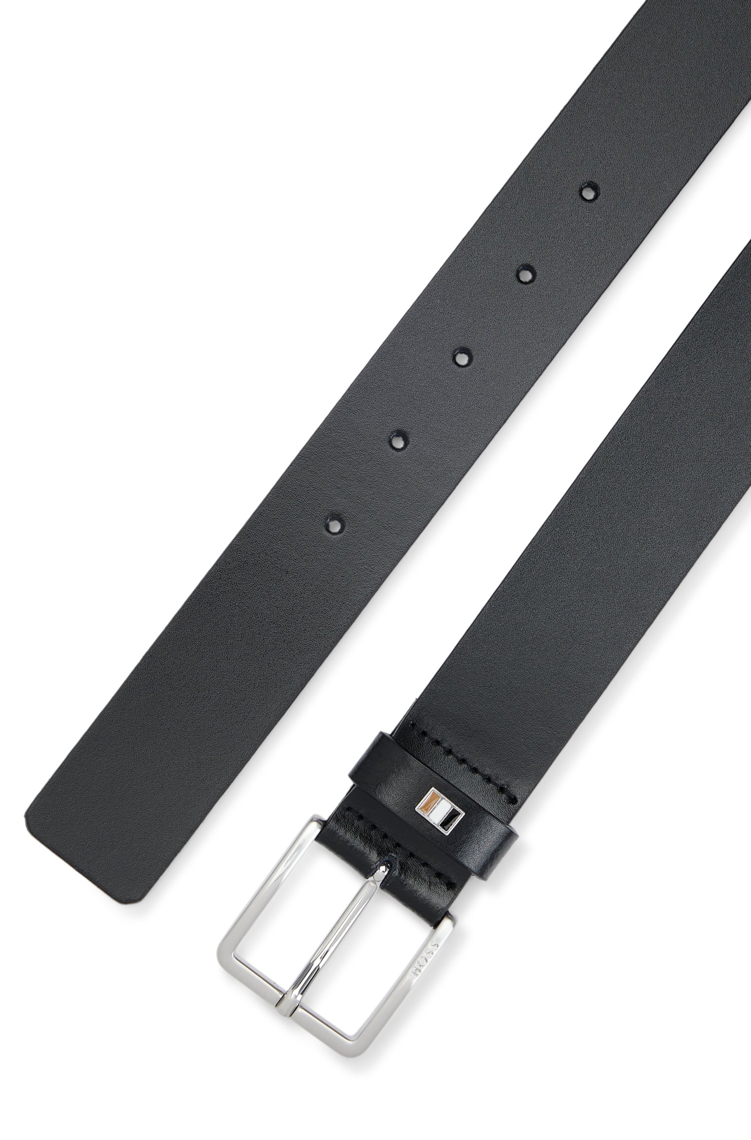 Boss Italian-made leather belt with signature-stripe trim skärp & hängslen herr – bild 2