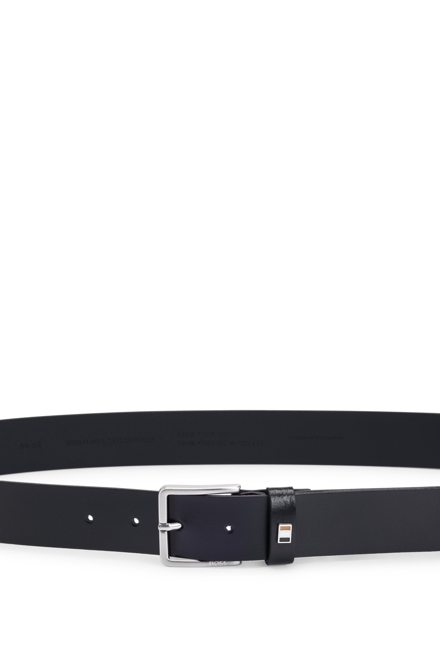 Boss Italian-made leather belt with signature-stripe trim skärp & hängslen herr – bild 3