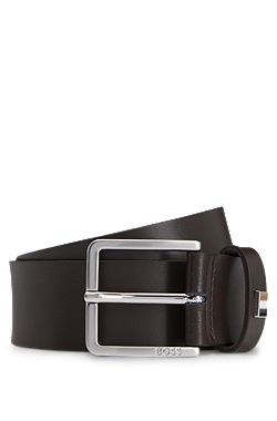 Italian-leather belt with signature-stripe keeper