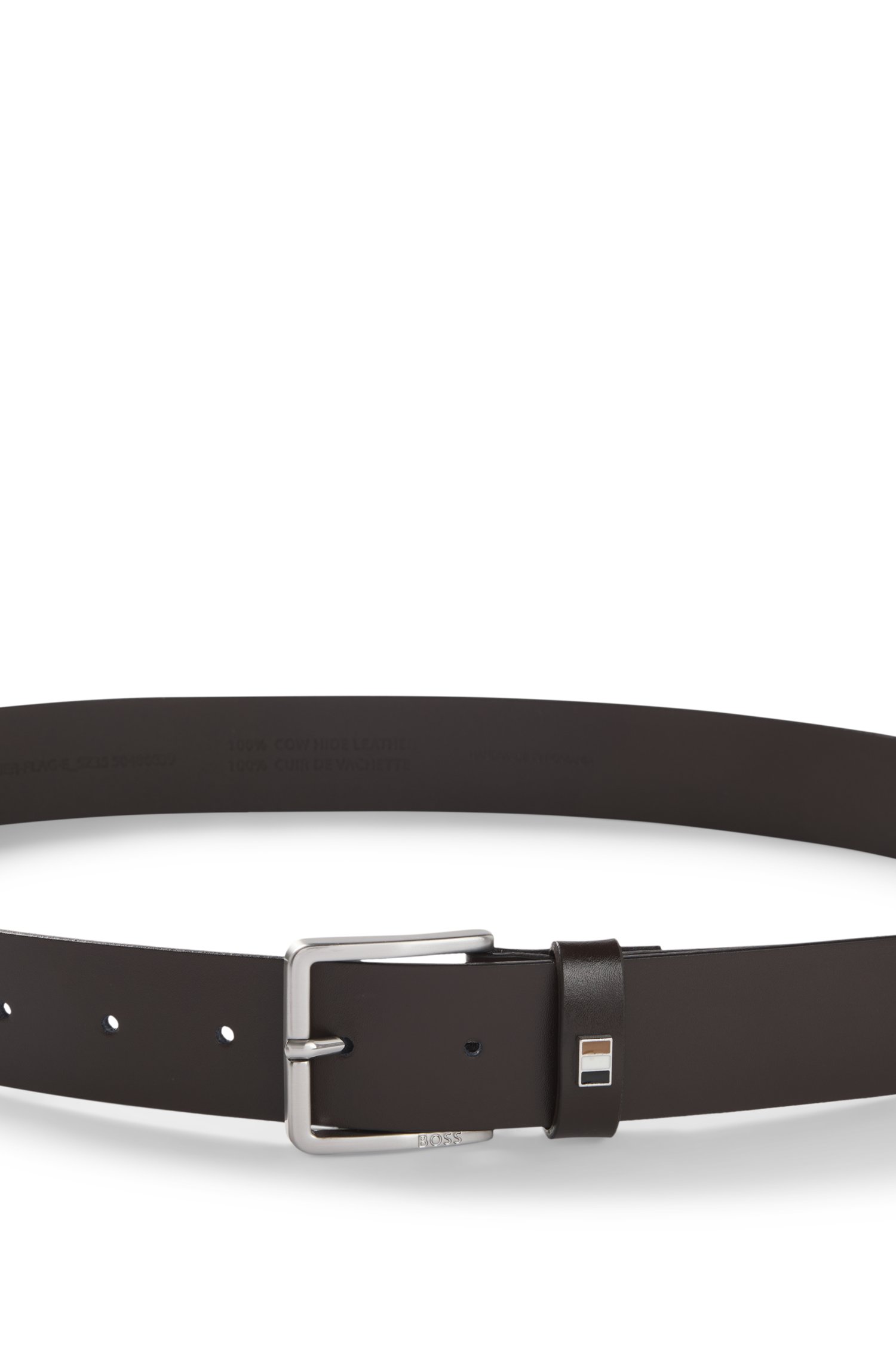 Boss Italian-made leather belt with signature-stripe trim skärp & hängslen herr – bild 3