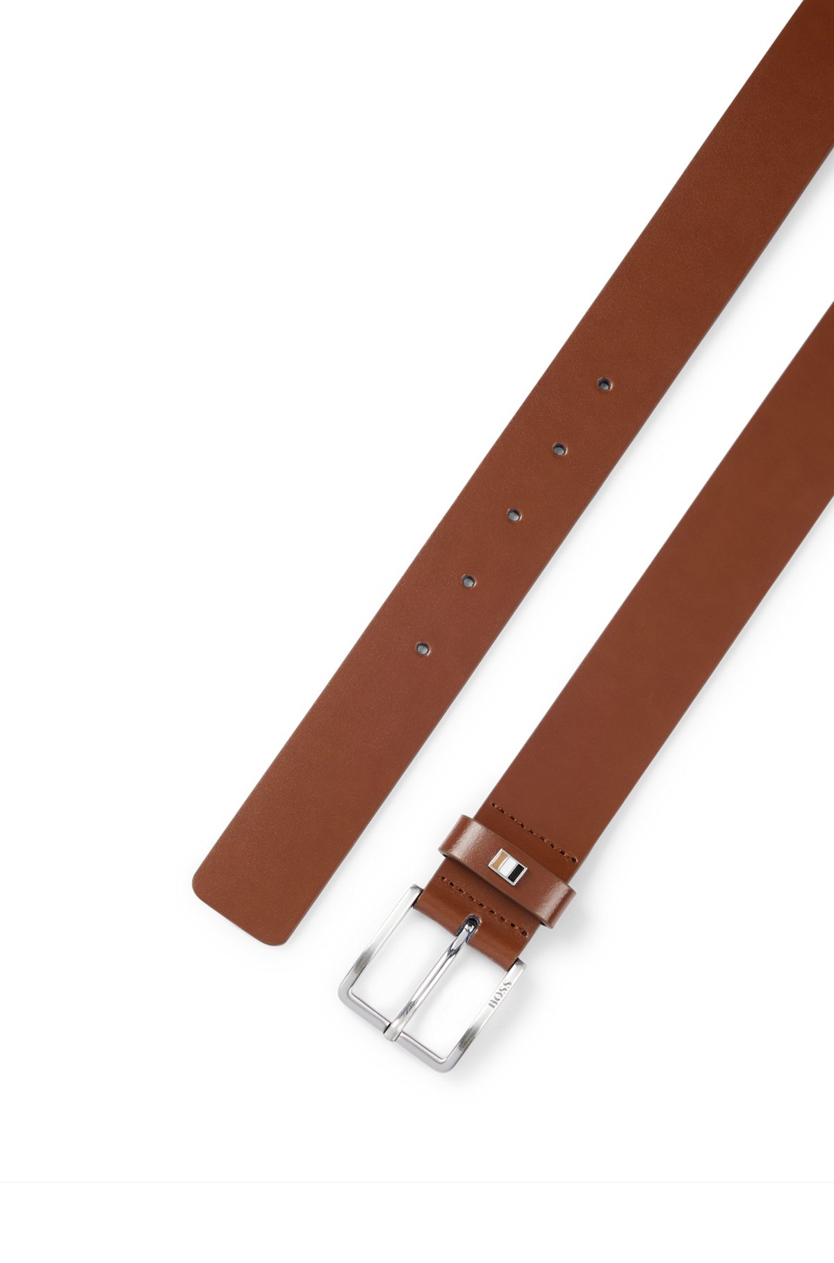BOSS - Gürtel aus italienischem Leder mit charakteristischem  Streifen-Detail aus Metall