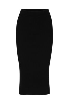 Hugo Boss Slim-fit Pencil Skirt In Sparkle Boucl In Black