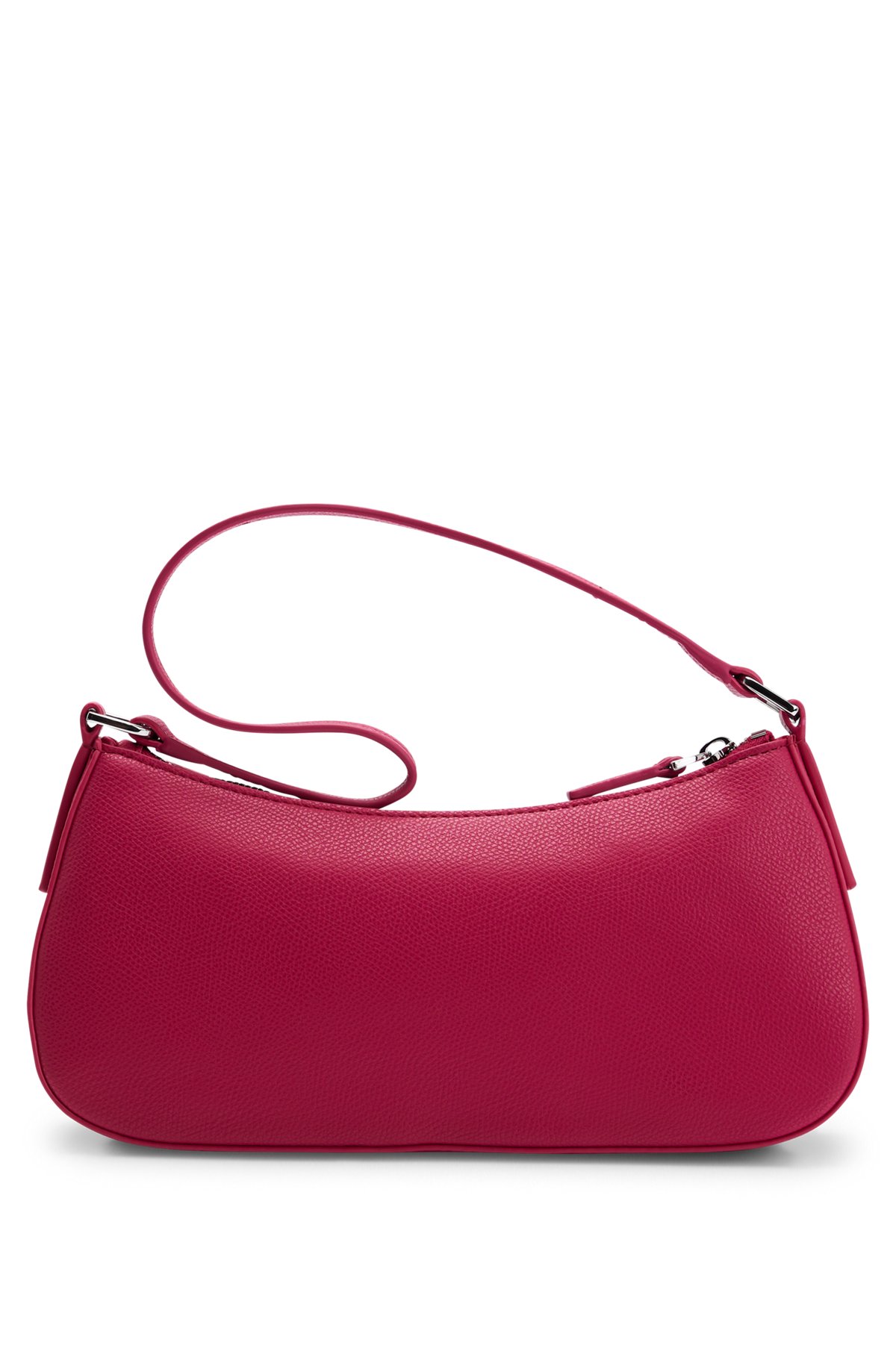 Faux-leather hobo bag with polished logo lettering, Pink