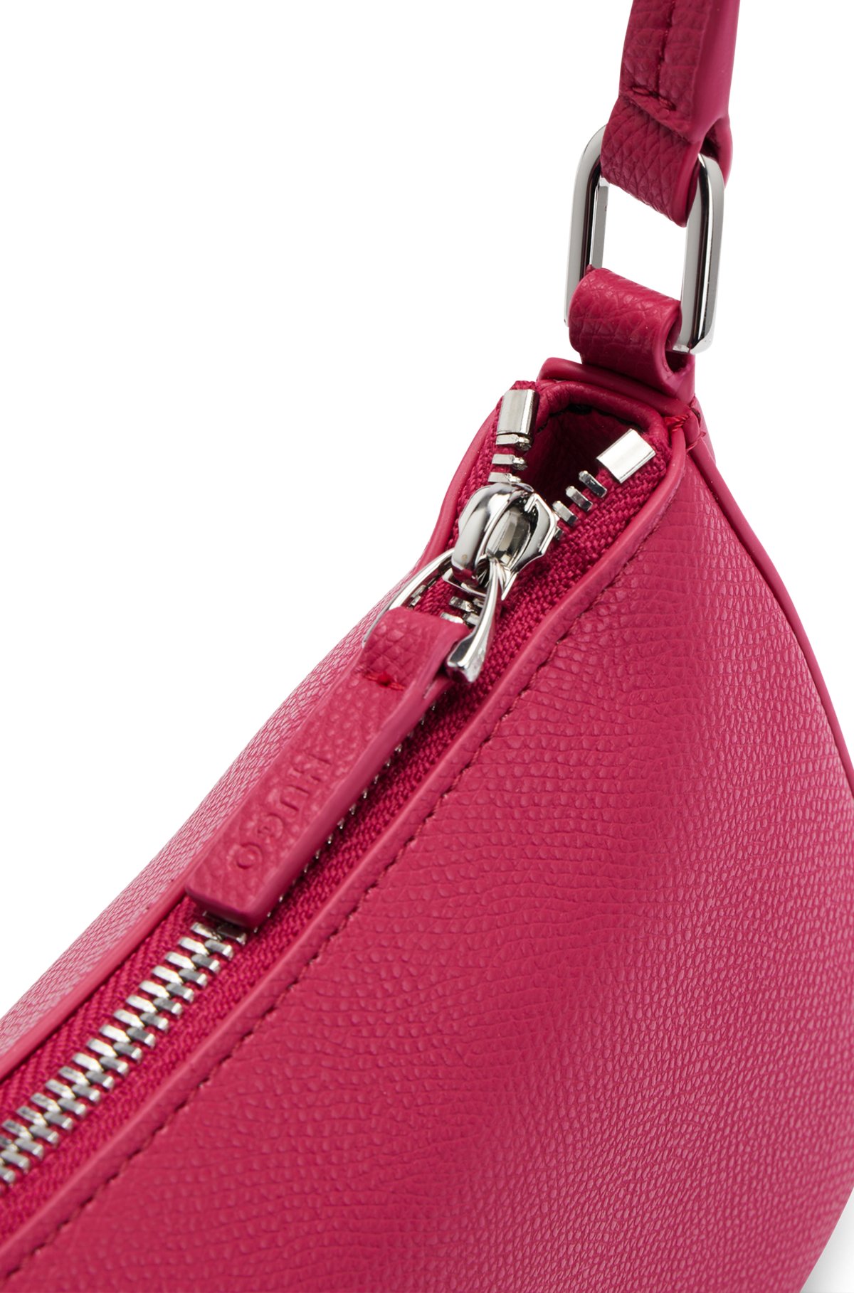 Faux-leather hobo bag with logo lettering, Pink