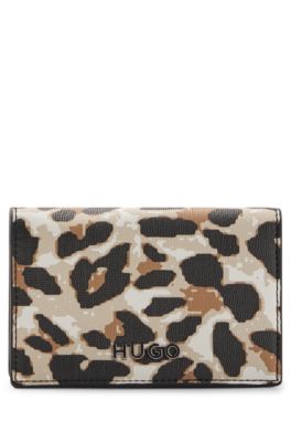HUGO - Animal-pattern card holder in faux leather