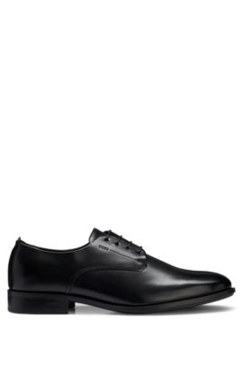 Manifestatie kofferbak leerplan BOSS - Italian Oxford shoes in velvet with leather sole