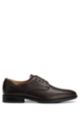 Leather Derby shoes with embossed logo, Dark Brown