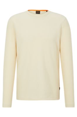 BOSS Longsleeved Tshirt in a wafflestructured cotton blend