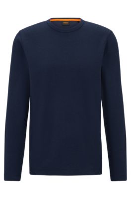 BOSS - Long-sleeved T-shirt in a waffle-structured cotton blend