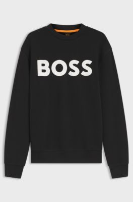 Relaxed-fit cotton-terry sweatshirt with rubber-print logo, Black