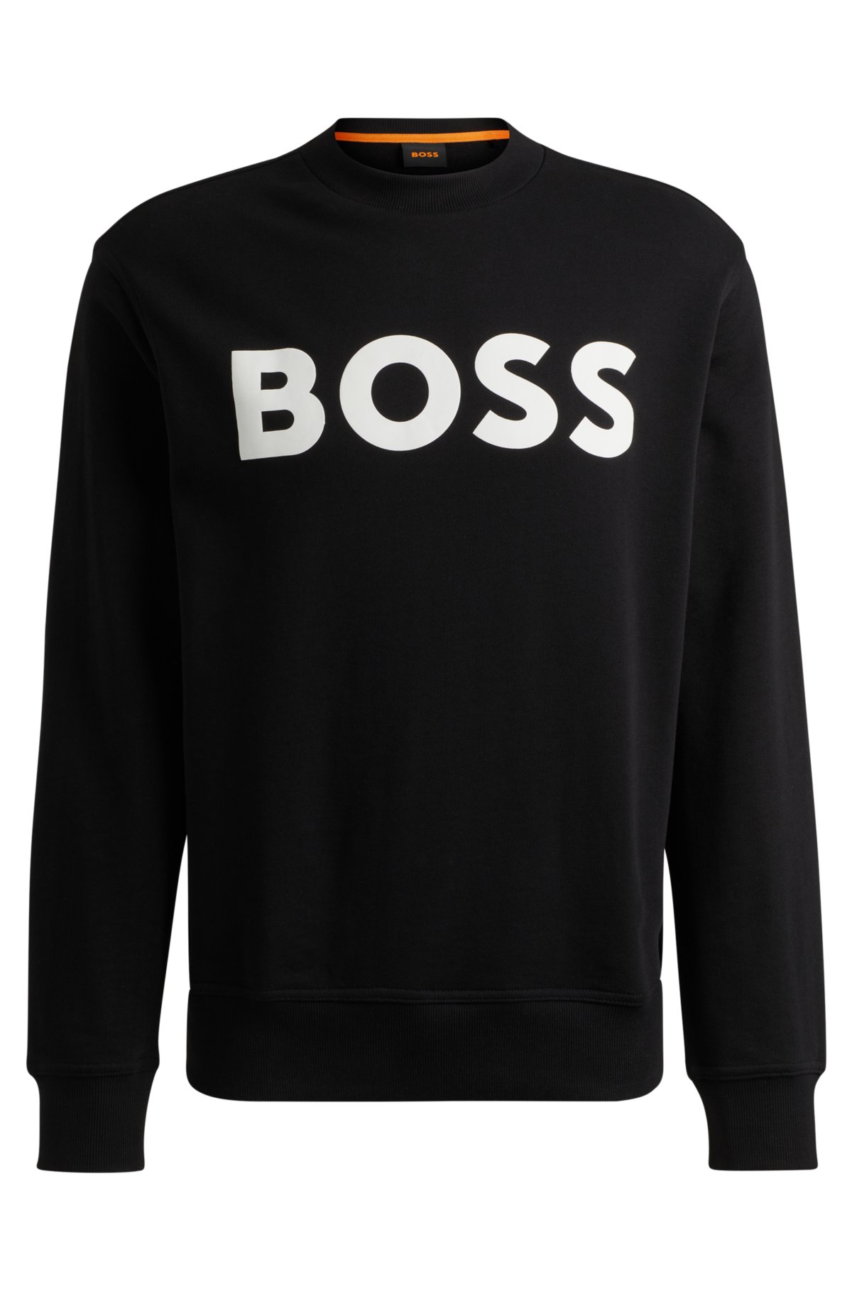 Relaxed-fit cotton-terry sweatshirt with rubber-print logo, Black