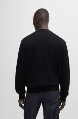 BOSS - Relaxed-fit cotton-terry sweatshirt with rubber-print logo 