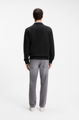 Relaxed-fit cotton-terry sweatshirt with rubber-print logo, Black