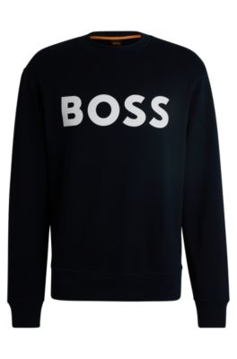 BOSS - Relaxed-fit cotton-terry sweatshirt with rubber-print logo