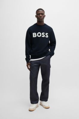 BOSS - Relaxed-fit Cotton-terry Sweatshirt With Rubber-print Logo