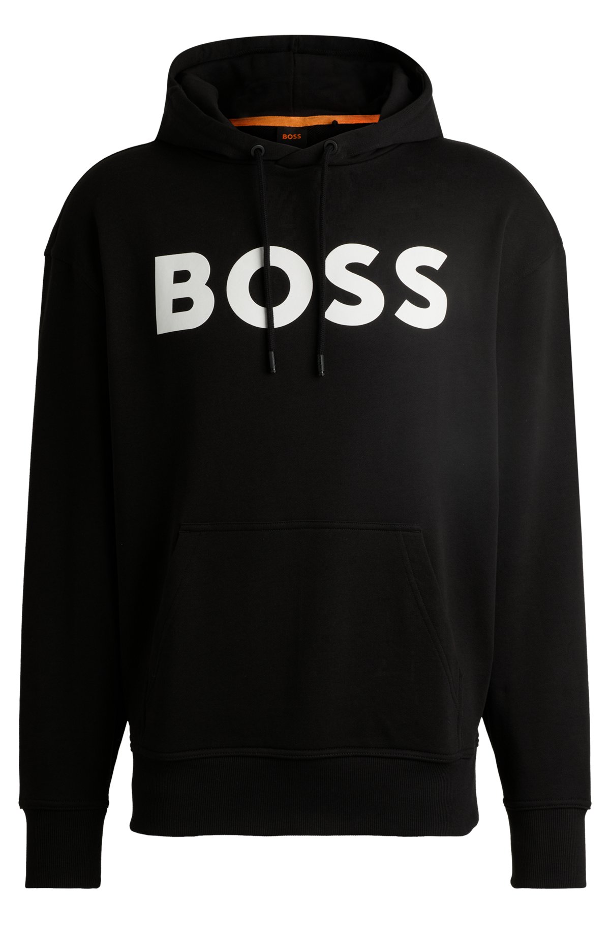 Logo-print hoodie in French-terry cotton, Black
