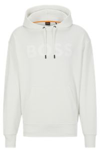 Logo-print hoodie in French-terry cotton, White