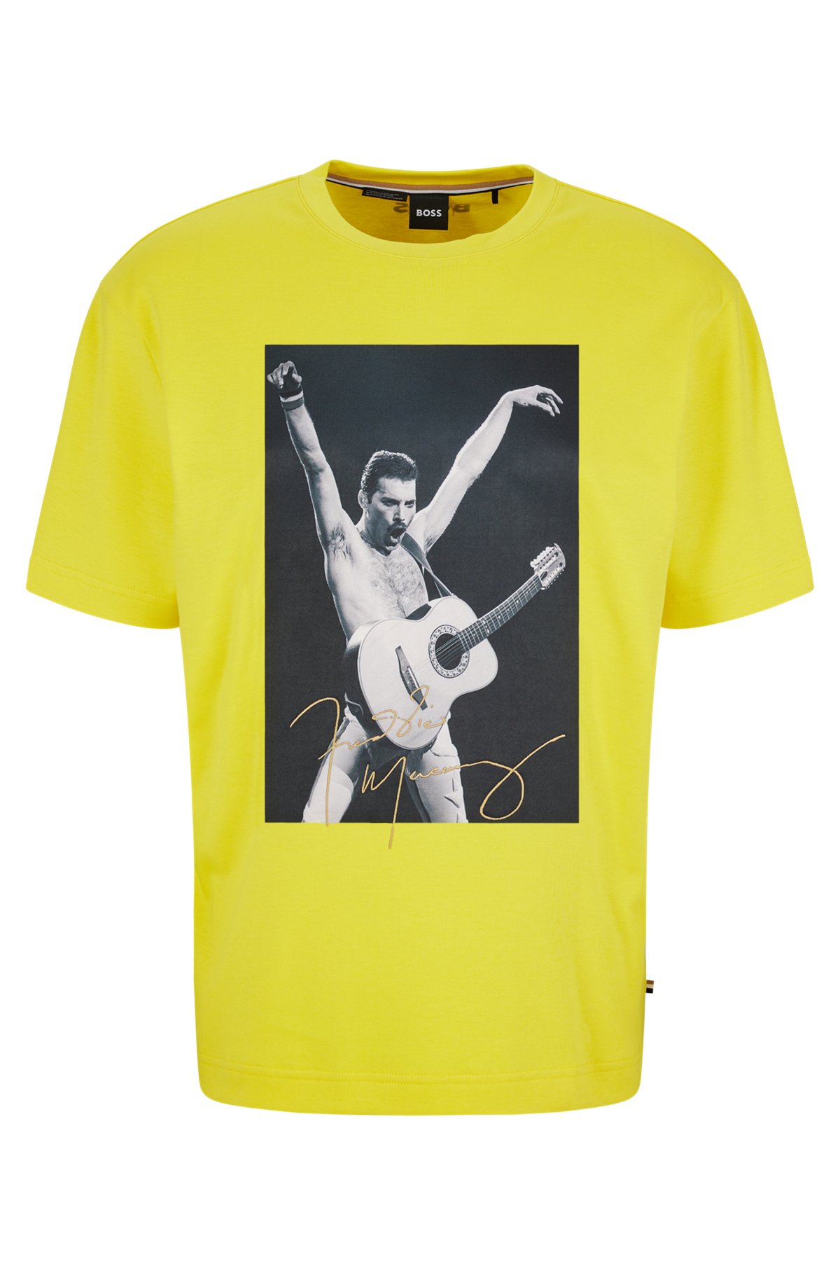Interlock-cotton T-shirt with exclusive artwork, Yellow