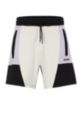 Interlock-cotton regular-fit shorts with color-blocking, Black